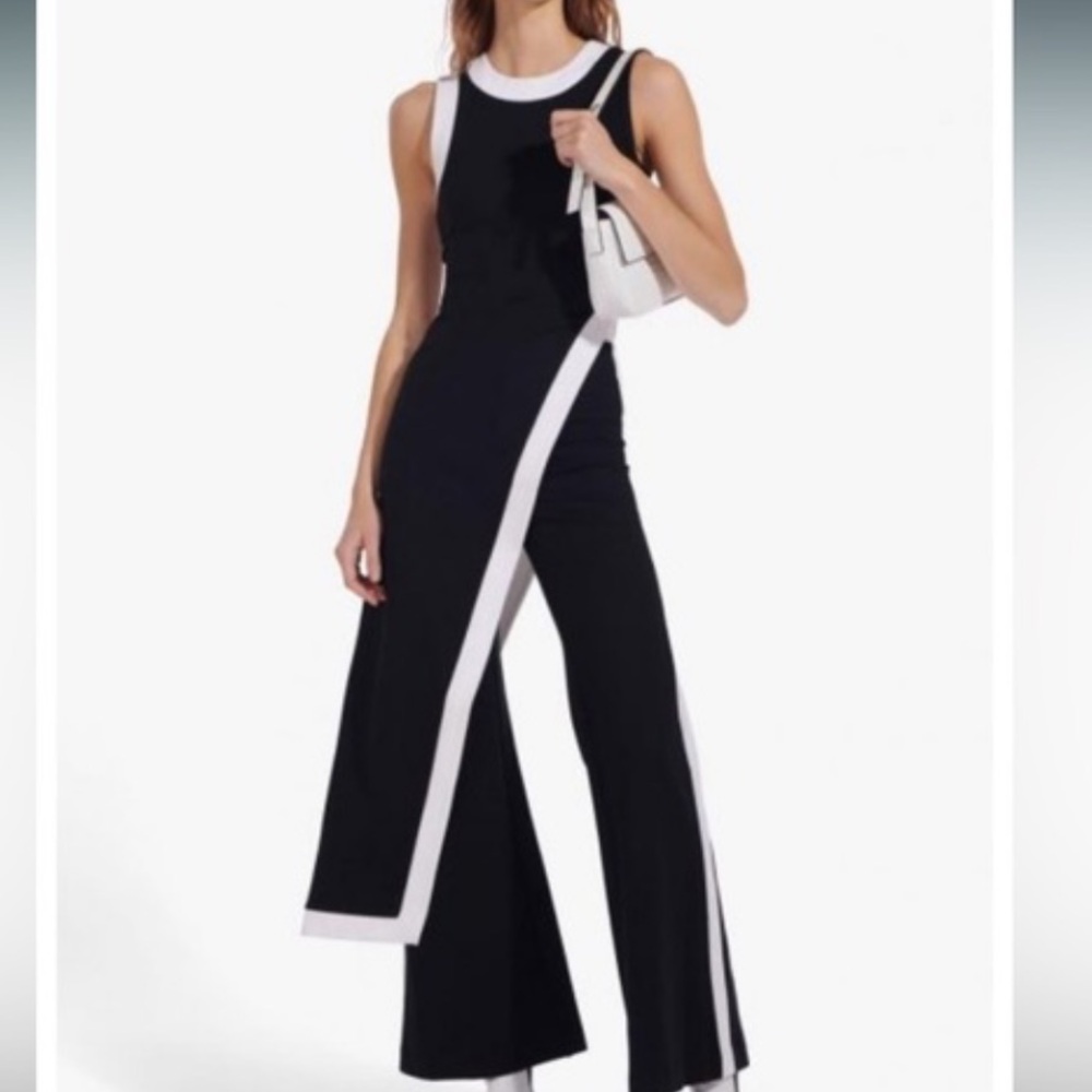 Staud Pointer Asymmetrical Top black white XS